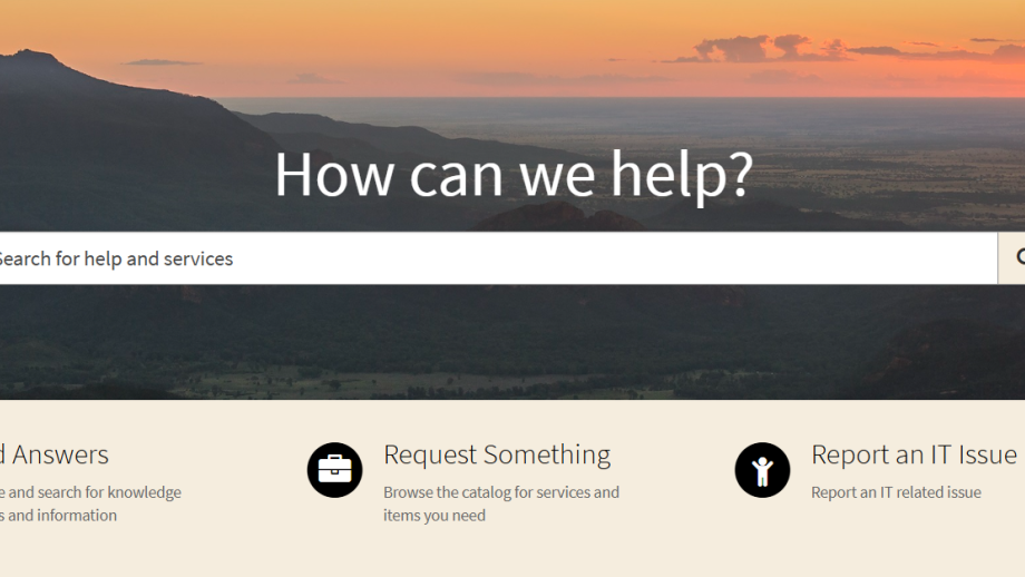 A screenshot of the ANU Service Desk portal