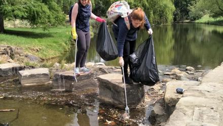 Volunteers cleaning the Creek