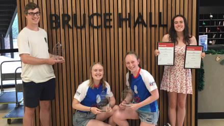 Bruce Hall  residents pictured with their trophies. Image courtesy ACT Chapter of Australian Red Cross.