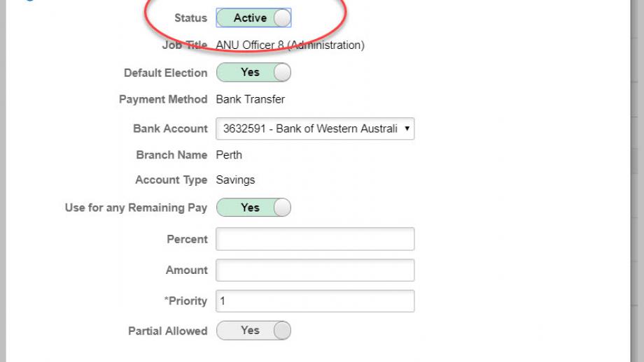 Payment distribution page in employee self service