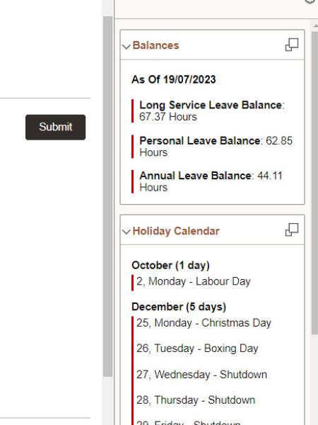 Absence balances and holidays