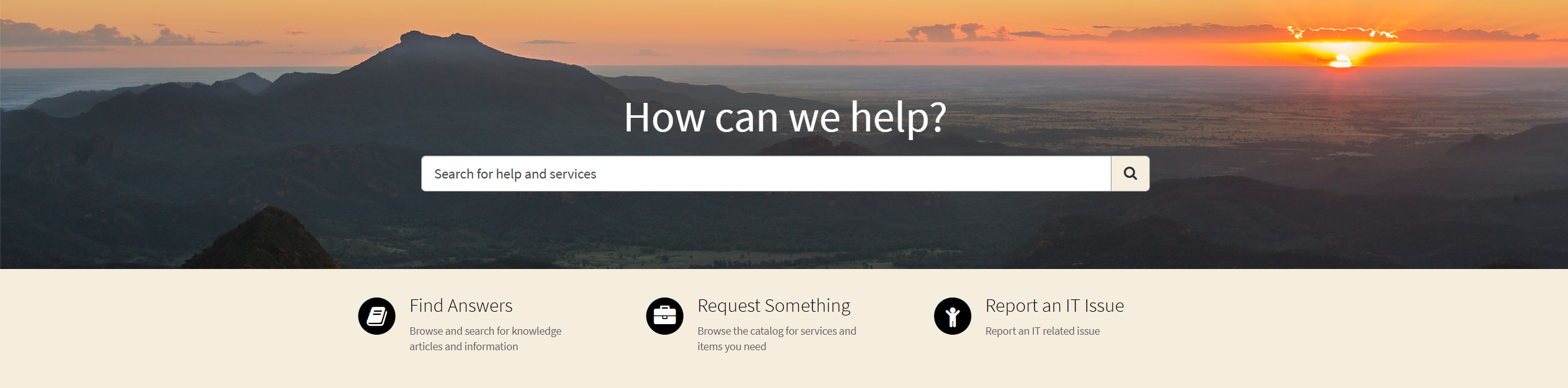 A screenshot of the ANU Service Desk portal